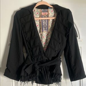 L.A.M.B. Black Textured Blazer with Belt
